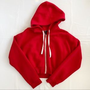 Red Crop Zip Hoodie